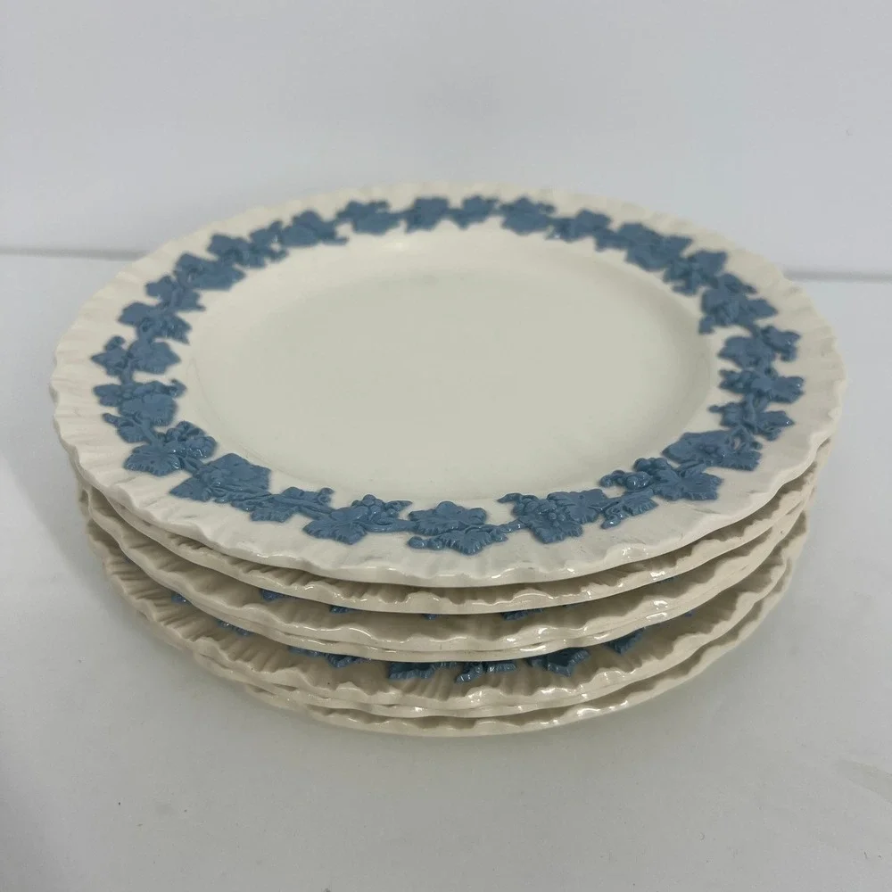 Wedgwood Etruria Queens Ware Embossed Lavender Blue Cream 8